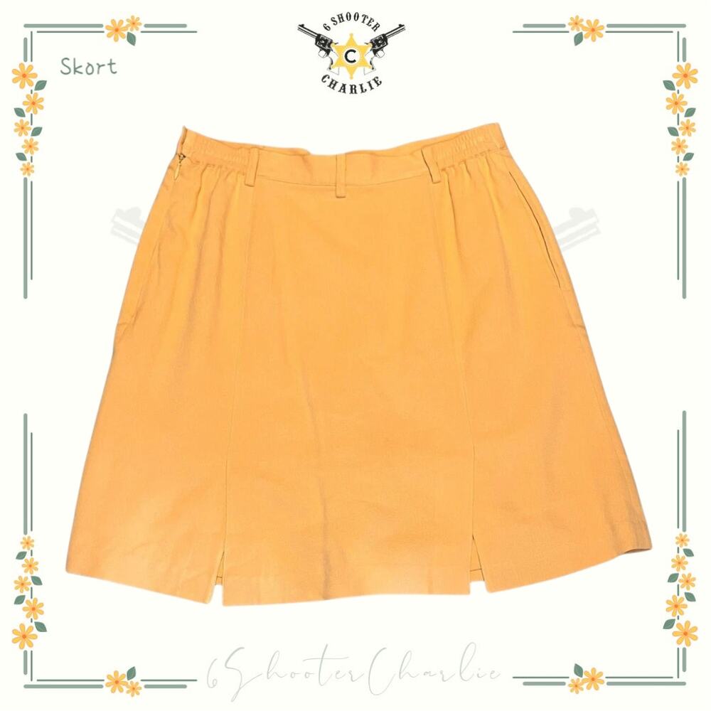 Bobby Chan High Rise Silk Blend Golf Skort Peach Flat Front Zip Women's Size 8
